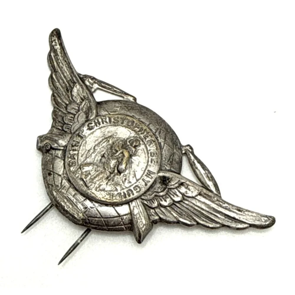Vintage St. Christopher Medal Car Visor Clip Winged Be My Guide 3